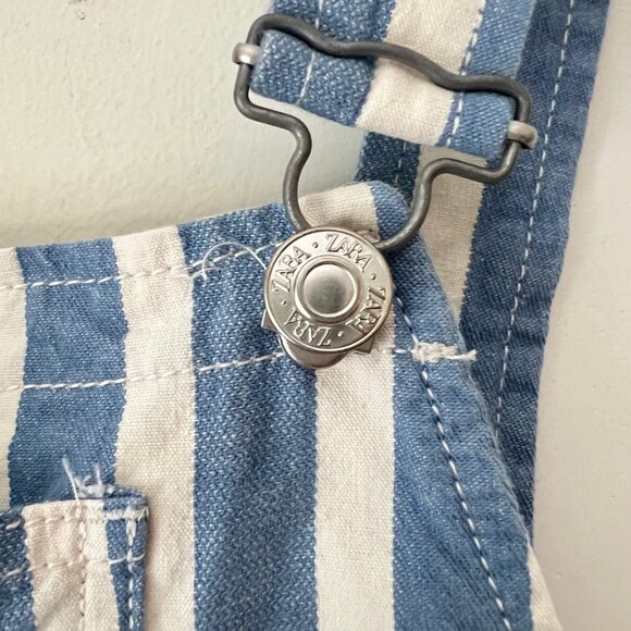 NEW ZARA Cotton Denim Relaxed Fit Striped Romper - Size S (Oversized) - Picture 10 of 14